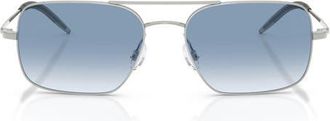 Oliver Peoples 55mm Victory II Rectangular Sunglasses in Silver /Ocean Gradient at Nordstrom