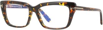 Tom Ford Eyeglasses Square Full Rim, Shiny Black Frame And Clear Blue Light Block Lens Ft5894-B001