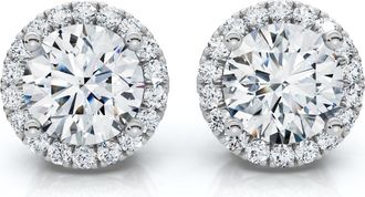 Pompeii3 2.25Ct Halo Round Diamond Studs 14k Gold Lab Grown Womens Earrings