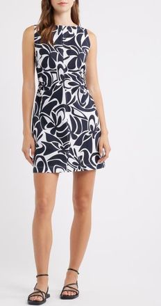 Madewell Boat Neck Shirred Linen Minidress in White at Nordstrom, Size 12