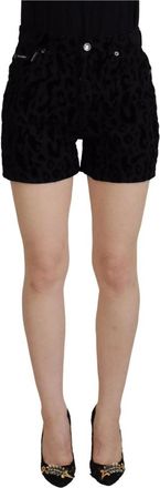 Dolce & Gabbana Zwarte Denim Katoenen Stretch Hot Pants Shorts - Dames - Bermuda - Zwart - S - Katoen - Korte Broeken