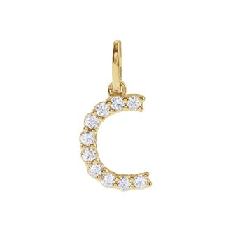 Diamond2Deal 14k Gold 1/6ct Lab-Grown Diamond Initial C Pendant