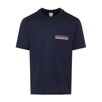 Paul Smith Tops, Heren, Blauw, XL, Katoen, T-shirt met stijlvol design en casual pasvorm