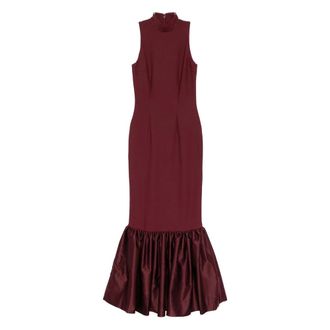 Rotate ROTATE Birger Christensen, Maxi Dresses, female, Red, M, Ruffled Hem Maxi Dress