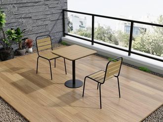 Vente-Unique Garden Dining Set In Polywood & Metal: A Table W.70 Cm & 2 in Black