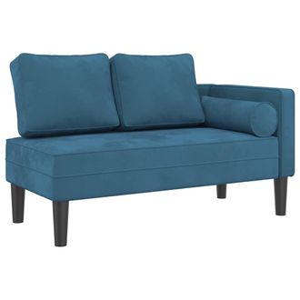 vidaXL Chaise Longue Con Cuscini Blu In Velluto - Vidaxl