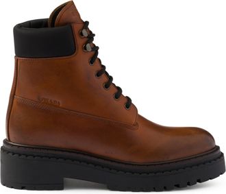 Prada Botines Prada De Cuero Y Nylon