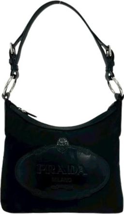 Prada Pre-owned Nylon Leather Shoulder Bag - Dames - Vintage Schoudertas - Zwart - ONE Size - Nylon - Vintage
