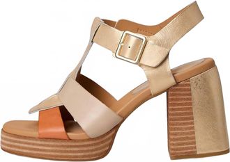 Kork-ease Womens Macey Heeled Platform Sandal In Gold/nude/fanta