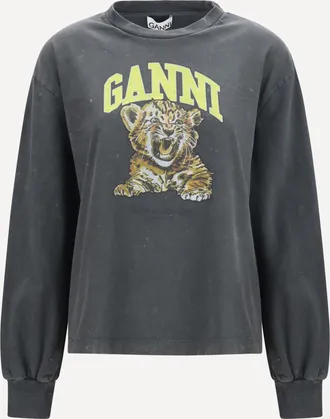 Ganni T-shirt a maniche lunghe con stampa tigre Woman XS