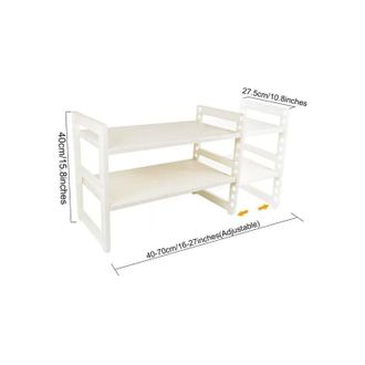OEM Organizer Sous Evier - 2 Niveaux - Acier Inoxydable Et Pp - Hauteur R&eacute;glable 13 Trous - Longueur Extensible 40 A 70 Cm - 40 X 27,5 X (40-70) Cm