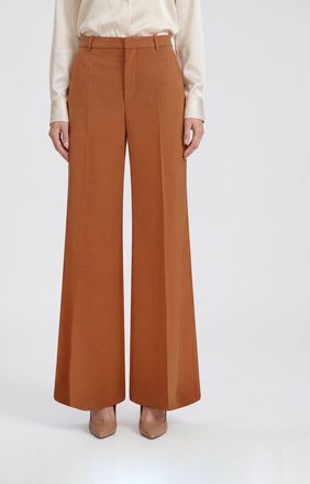 Chlo&eacute; Pantaloni a gamba larga in cotone con pince e vita media