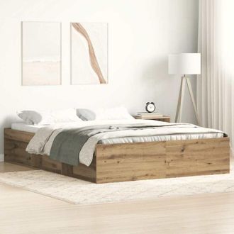 vidaXL Estructura De Cama Sin Colch&oacute;n Roble Artesanal 120x200 Cm