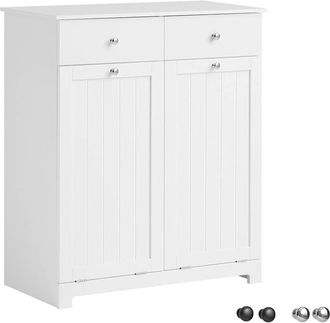 SoBuy Sobuy - 2 Drawers 2 Doors Laundry Cabinet Laundry Chest, Bathroom Cabinet,BZR33-W