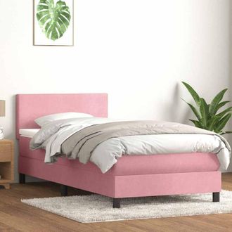vidaXL Cama Box Spring Con Colch&oacute;n Terciopelo Rosa 90x210 Cm Vidaxl