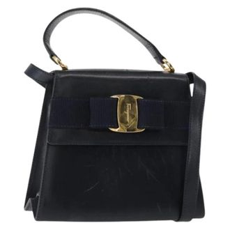 Ferragamo Pre-owned Handbags, female, Blue, Size: ONE SIZE Pre-owned Leather Handbag