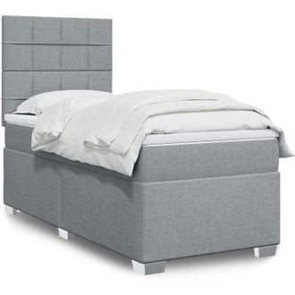 vidaXL Vidaxl - Cama Box Spring Con Colch&oacute;n Tela Gris Claro 90x200 Cm