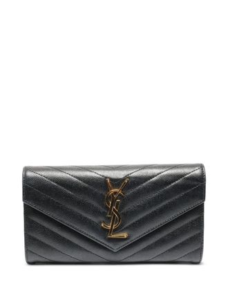 Saint Laurent 2020 Cassandre chevron-quilted wallet - Black
