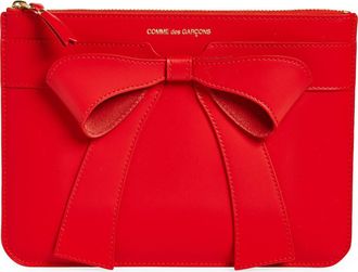 Comme Des Garçons Big Bow Leather Zip Pouch in Red at Nordstrom