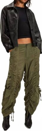 Free People Scorpio Shirred Mid-Rise Cargo Pants In Lichen