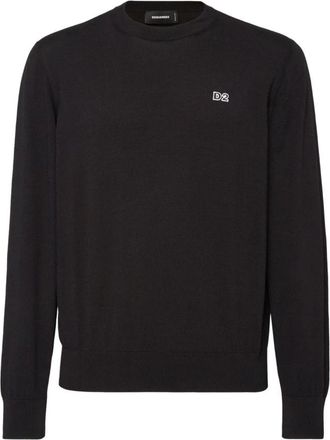 Dsquared2 Trui met ronde hals en logo - Heren - Sweatshirts - Zwart - S - Katoen - Hoodies & sweatvesten