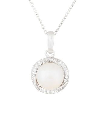 Splendid Pearls & Czs Silver 8-8.5Mm Freshwater Pearl & Cz Necklace