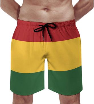 Generic Reggae Rasta Flag Mens Swim Shorts & Trunks Mesh Liner Beach Board Quick Dry Beachwear L