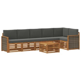 vidaXL Conjunto De Sof&aacute; Seccional Con Coj&iacute;n 6 Pcs Natural Y Antracita Vidaxl