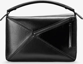 Loewe Mens Puzzle Leather Bag Black Handbags Hand