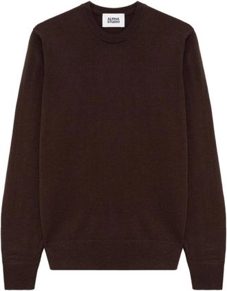Alpha Studio Ronde hals gebreid - Heren - Truien - Bruin - Maat: 2XL