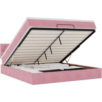 vidaXL Vidaxl - Estructura Cama Otomana Con Colch&oacute;n Terciopelo Rosa 160x200 Cm
