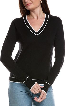 Theo & Spence Stipe Trim V-Neck Sweater