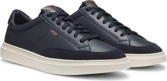 BOSS Leather sneakers with suede trims