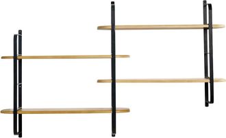 Miliboo Estanter&iacute;a De Pared De Madera Maciza De Mango Y Metal Negro 122 Cm Akina