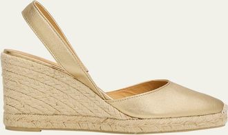 Castaner Carissa Metallic Leather Wedge Espadrilles