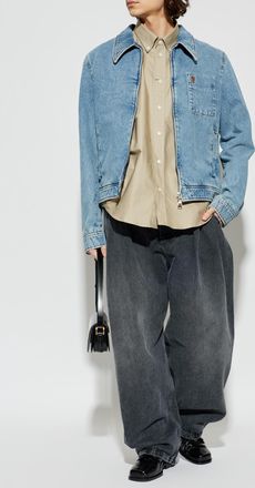 Ami Denim Jacket With Patch, Mens, Blue