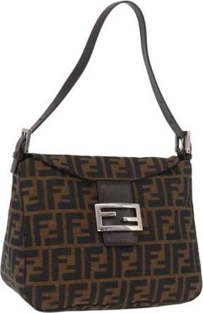 Fendi Pre-owned Vintage Zucca Schoudertas - Dames - Vintage Schoudertas - Zwart - ONE Size - Leer - Vintage