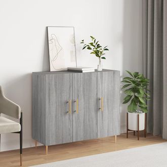Berkfield Home Sideboard Grey Sonoma 90x34x80 cm Engineered Wood | Size: 90 x 34 x 80 cm