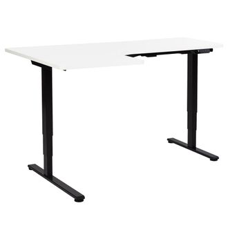 Beliani Beliani - Escritorio Esquinero Regulable El&eacute;ctrico Forma De L 160 X 59 Cm Izquierdo Tablero Blanco Base Negra Destines