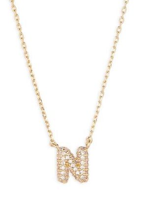 BP. Pav&eacute; Crystal Initial Necklace in N- 14K Gold Dipped at Nordstrom Rack