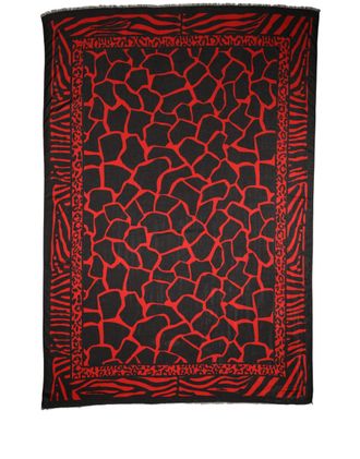Dolce & Gabbana Animal-Print Modal and Cashmere Scarf - Black