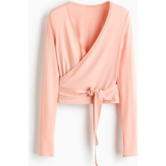 H&M Sports Wrap Top In Modal in Apricot at Nordstrom, Size Xx-Large