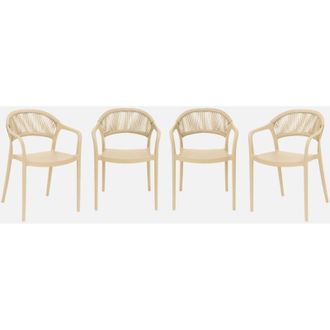Sweeek Set 4 sedie da giardino impilabili con effetto corda