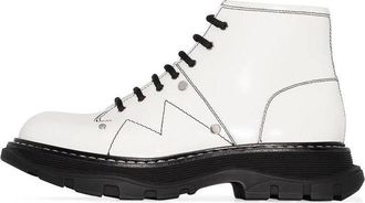 Alexander McQueen (WMNS) Alexander McQueen Tread Lace Up Leather Boots White 595469WHZ819089