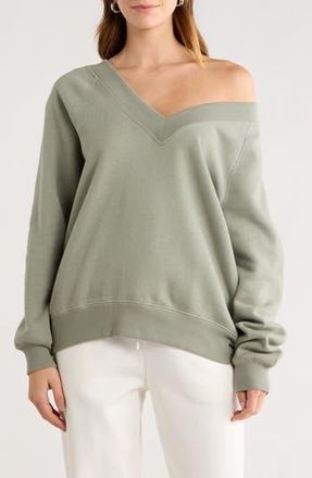 Abound Fleece V-Neck Sweater in Green Halo at Nordstrom Rack, Size X-Small