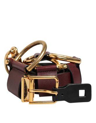 Dolce & Gabbana Brown Key Ring Clip Attachments Buckle Mens Belt