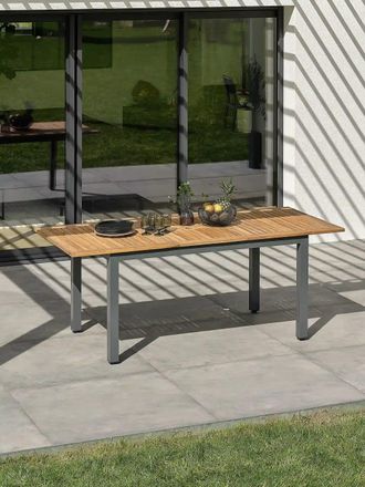 DCB Garden Mesa de jard&iacute;n de aluminio antracita de 8 plazas - acacia