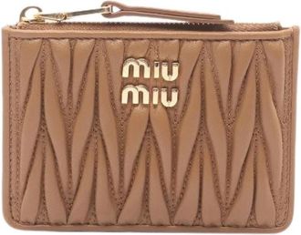 Miu Miu Pre-owned Matelasse MIU Leren Kaarthouder - Dames - Vintage Accessoires - Bruin - ONE Size - Leer - Vintage