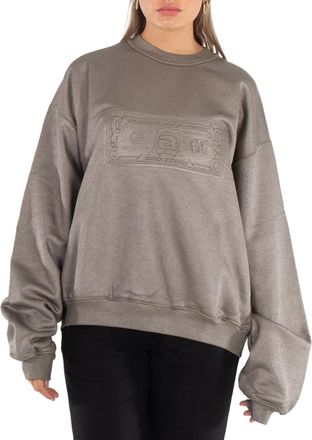 Alexander Wang Dollar Bill Embossed Crewneck Sweatshirt, Size X-Small