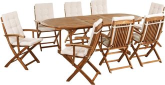 Beliani Conjunto de comedor 8 personas de madera marr&oacute;n